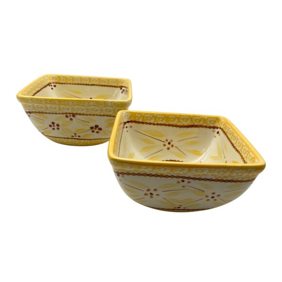 Temptations Old World Yellow square serving bowls yellow 1.0 1.5qt set of two - Picture 2 of 7